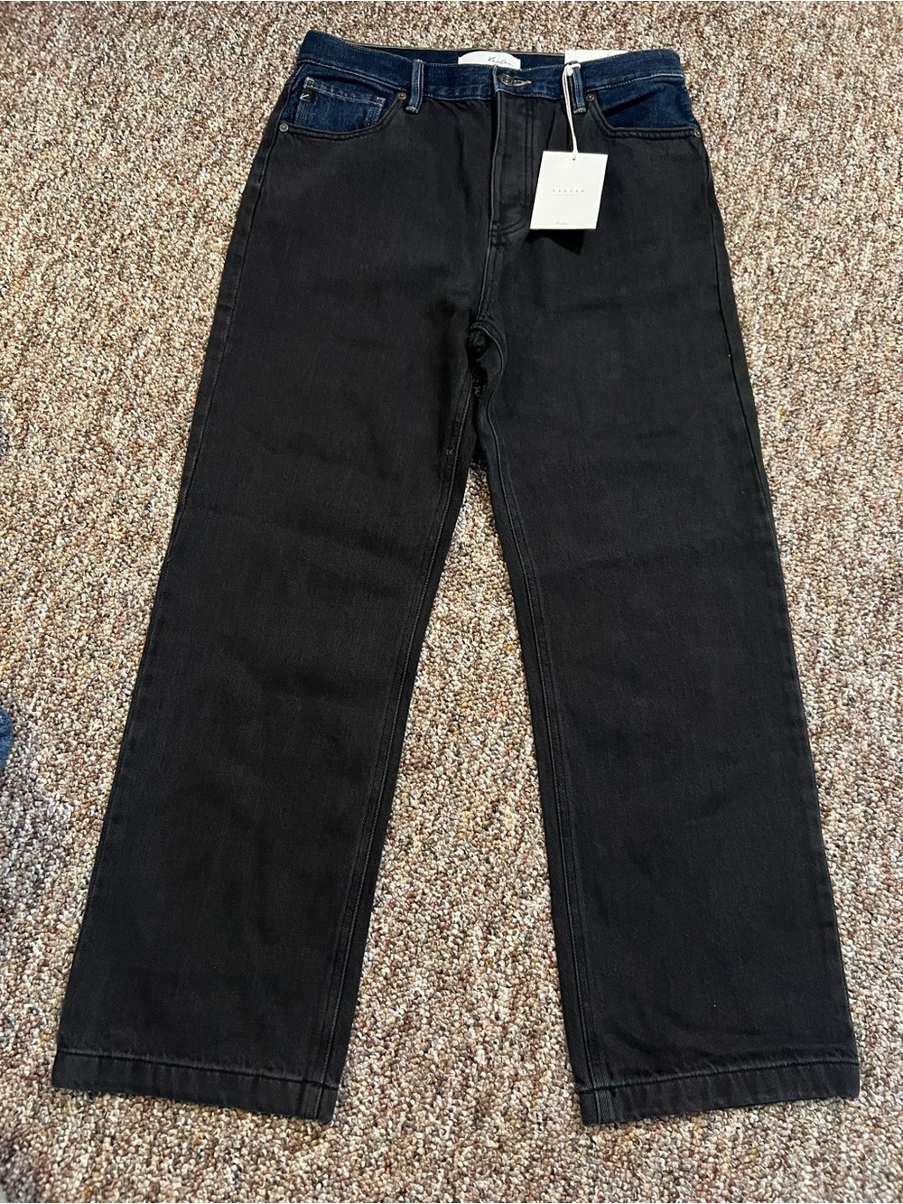 KanCan Women’s 90’s Boyfriend Mid-Rise Wide Leg Black Denim Jeans 9/28 New